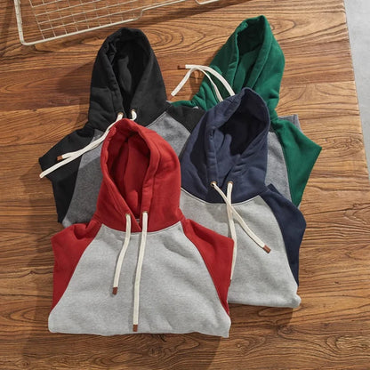 Men's Casual Patchwork Fleece Hoodie