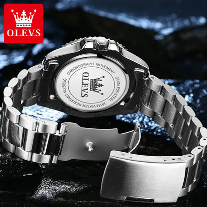 OLEVS 5885 Luxury Quartz Wristwatch One-Way Rotating Outer Ring Design