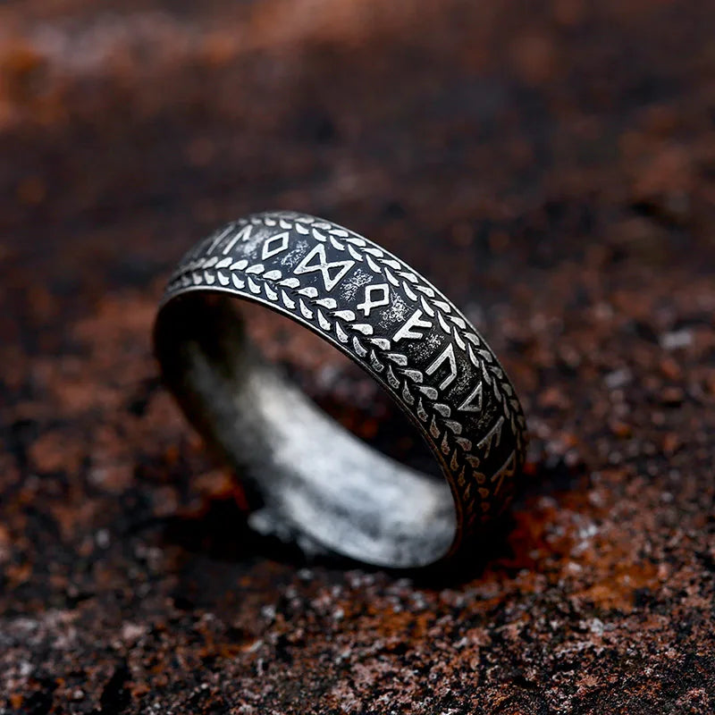 Viking Runes Ring by BEIER: Creative Nordic Totem Design, Black Odin Amulet