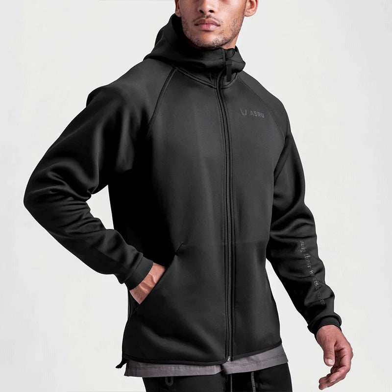 Cotton Elastic Hooded Fitness Running Loose Jacket