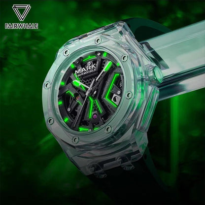 2023 Hot Luxury Brand Mark Fairwhal Fashion Men Automatic Watches Transparent dial Men Mechanical Wristwatches Sport Waterproof - RUBASO