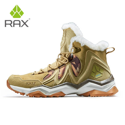 RAX Waterproof Hiking Shoes Men Winter Outdoor Sneakers for Men Snow Boots Plush Mountain Snowboots Outdoor Tourism Jogging Shoe