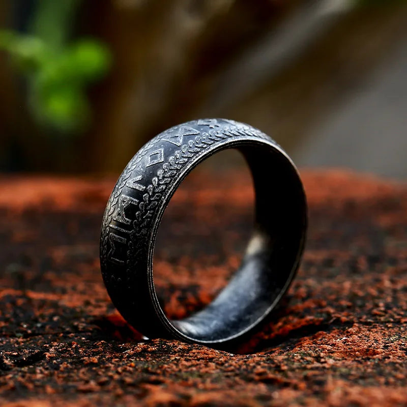 Viking Runes Ring by BEIER: Creative Nordic Totem Design, Black Odin Amulet