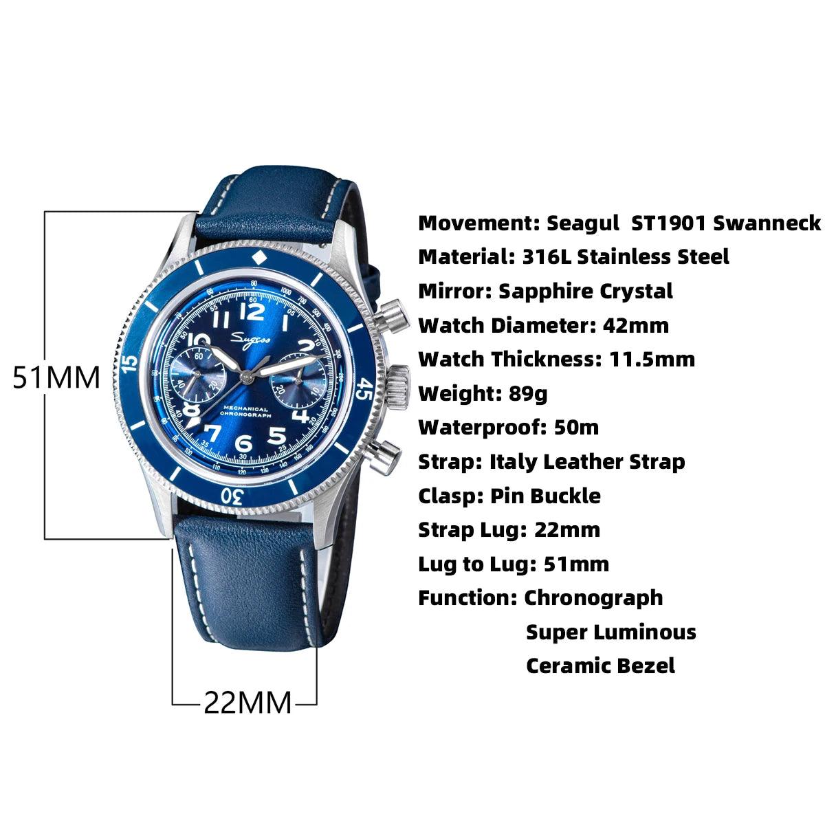 Sugess S423 Chronograph (Mechanical) - RUBASO