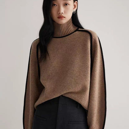 Three-Dimensional Half Turtleneck Pullover Sweater