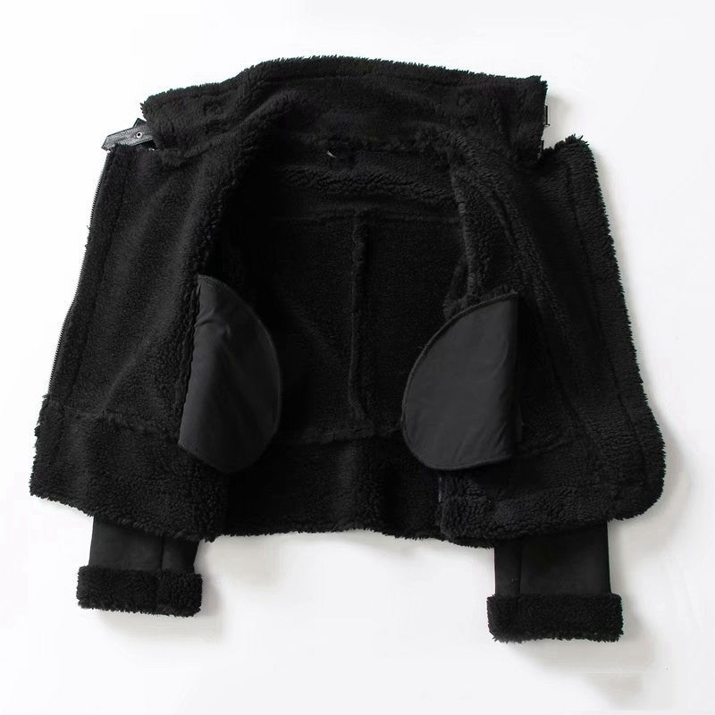 Suede Lamb Wool Motorcycle Coat