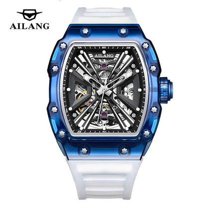 AILANG Fashion Skeleton Dial Automatic Mechanical Watch 2024 New Luxury Men Watch Silicone Strap Luminous Waterproof Reloj 8109A - RUBASO