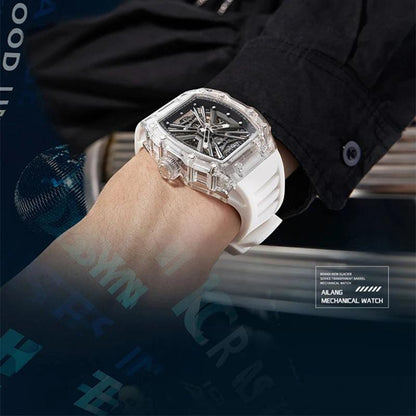 AILANG Fashion Skeleton Dial Automatic Mechanical Watch 2024 New Luxury Men Watch Silicone Strap Luminous Waterproof Reloj 8109A - RUBASO