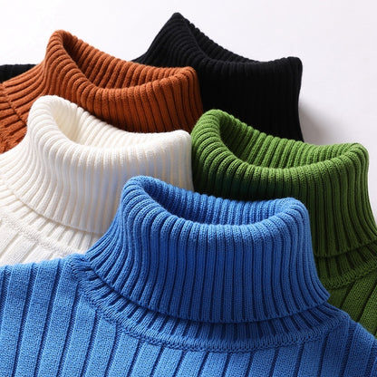 Turtleneck Sweater in Solid & Striped Styles