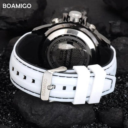 BOAMIGO Top Brand Men Sport Watches multifunction LED digital analog quartz white Military wristwatches - RUBASO