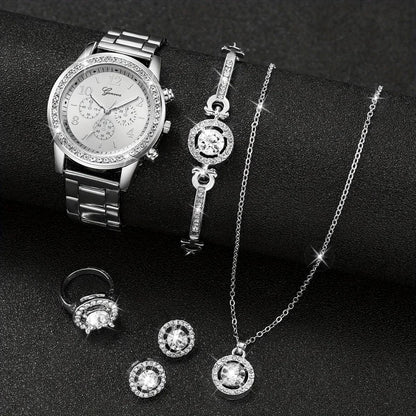 Geneva Silver Watch & Jewelry Set Gift - RUBASO
