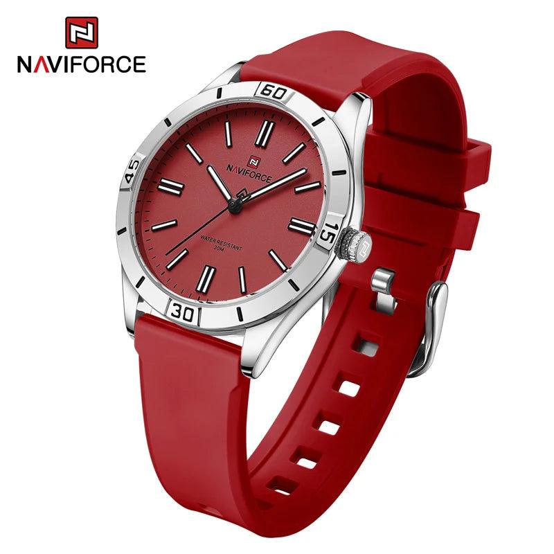 NAVIFORCE Women Wristwatches Silicone Strap Female Fashion Simple Quartz Watch High Quality Ladies Waterproof Clock Montre Femme - RUBASO