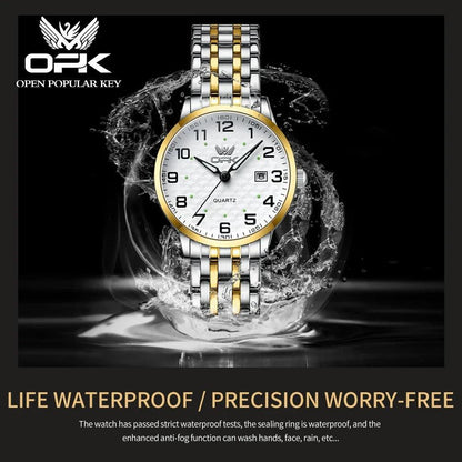 OPK 6006 Quartz Watch For Women Waterproof Luminous Calendar Wristwatch Stainless Steel Women's Watches Gift relojes para mujer - RUBASO