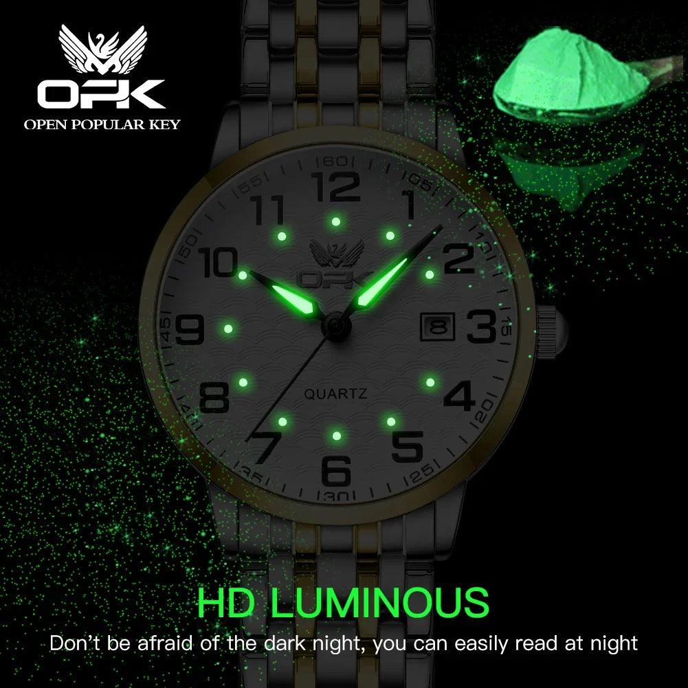 OPK 6006 Quartz Watch For Women Waterproof Luminous Calendar Wristwatch Stainless Steel Women's Watches Gift relojes para mujer - RUBASO