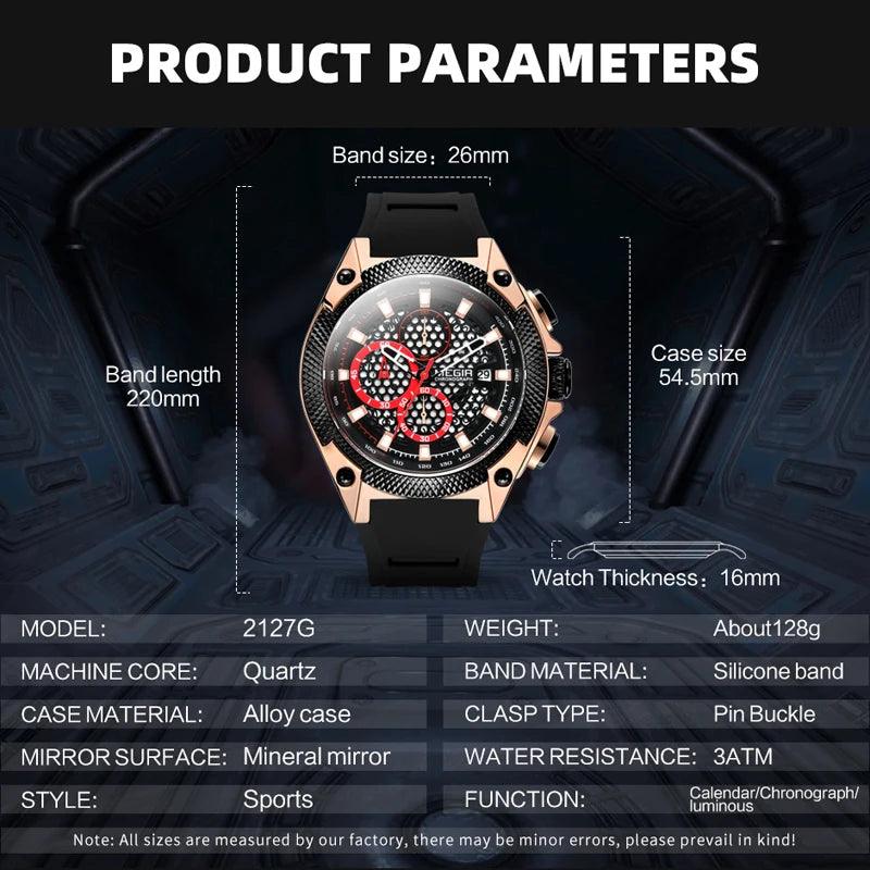 Relogio MEGIR New Sport Men Watch Famous Luxury Brand Chronograph Military Fashion Men's Silicone Quartz Clock Men Watches - RUBASO