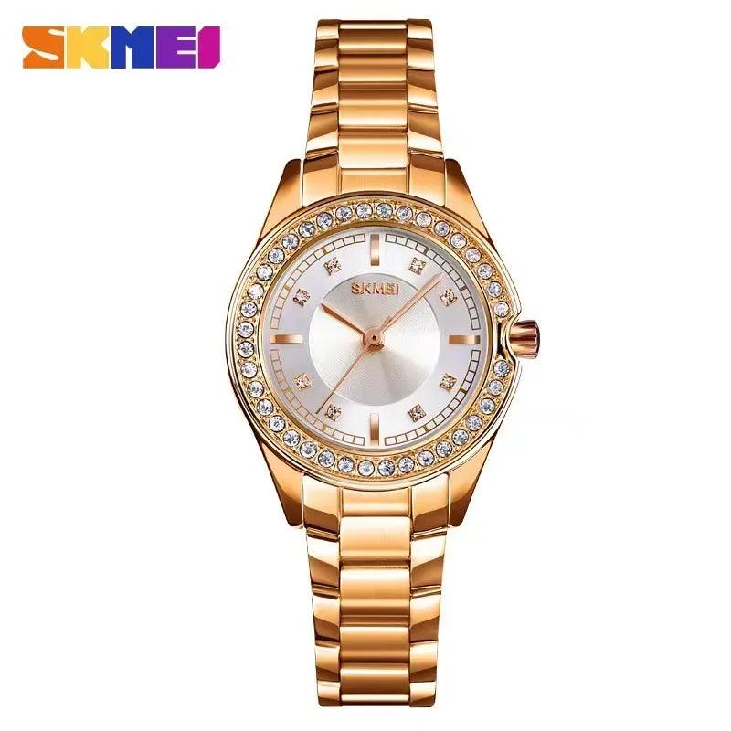 SKMEI 1534 Lady Watches Waterproof Stainless Steel Strap reloj mujer Fashion Women Quartz Watch Innovative Diamond Wristwatches - RUBASO