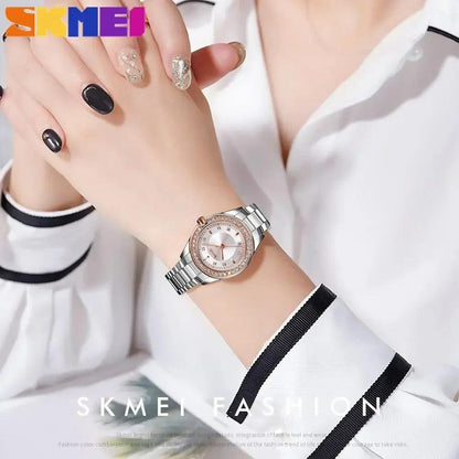 SKMEI 1534 Lady Watches Waterproof Stainless Steel Strap reloj mujer Fashion Women Quartz Watch Innovative Diamond Wristwatches - RUBASO