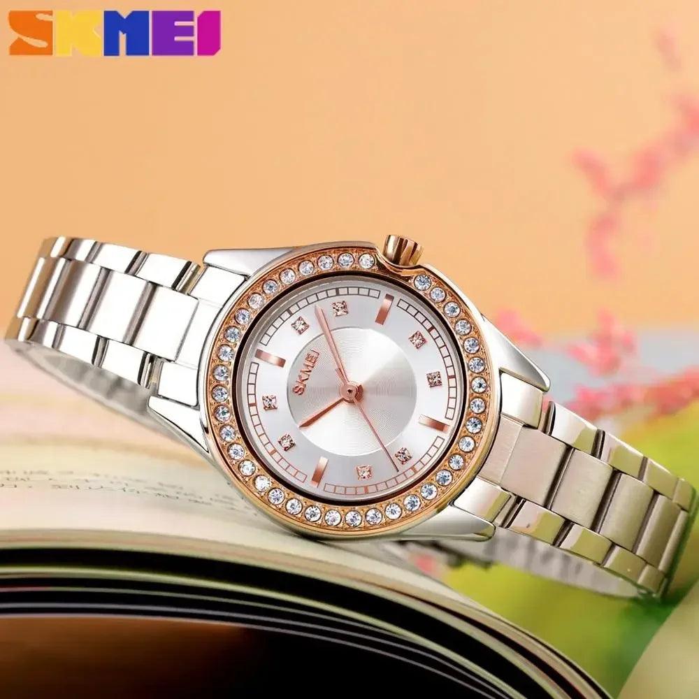 SKMEI 1534 Lady Watches Waterproof Stainless Steel Strap reloj mujer Fashion Women Quartz Watch Innovative Diamond Wristwatches - RUBASO