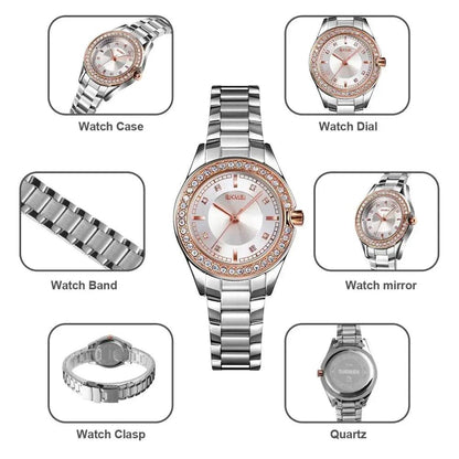 SKMEI 1534 Lady Watches Waterproof Stainless Steel Strap reloj mujer Fashion Women Quartz Watch Innovative Diamond Wristwatches - RUBASO