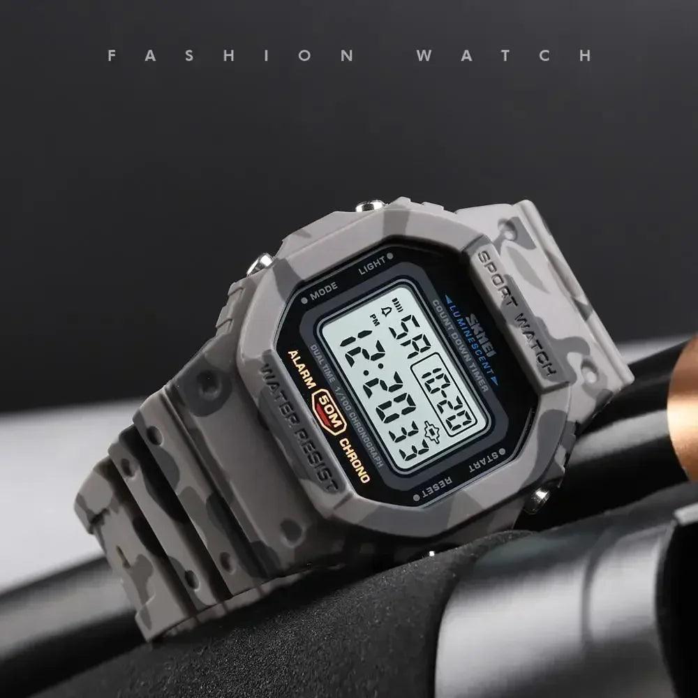 SKMEI 1628 Fashion Retro Male Watches reloj hombre Multifunctional Digital Sport Watch Men 2 Time Count Down Mens Wristwatches - RUBASO